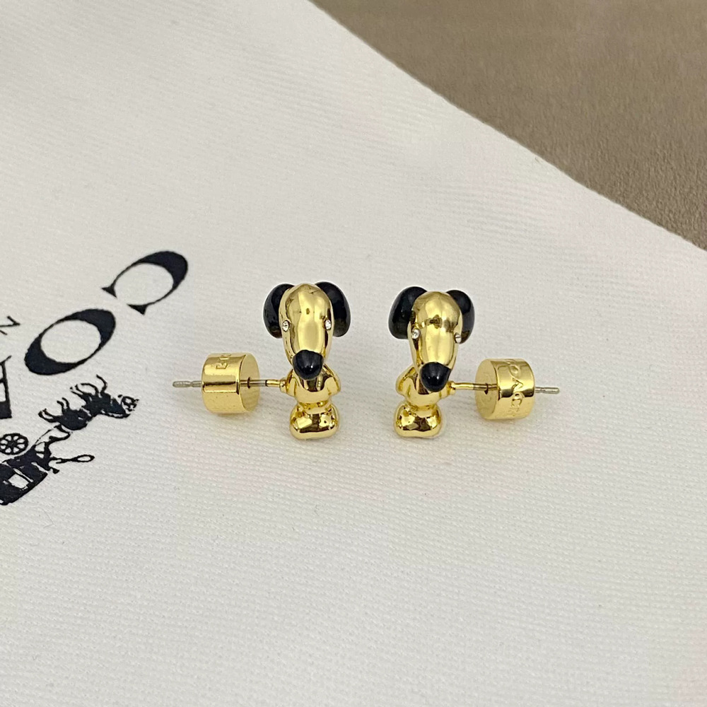 Coach Puppy Enamel Rhinestone Metal Earrings